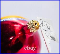 1988 CHRISTOPHER RADKO Royal Rooster Oval Drop Glass Christmas Ornament with TAG