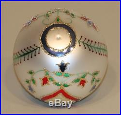 1990 Christopher Radko Glass Christmas Ornament Hearts & Flowers Ball 90-015-0