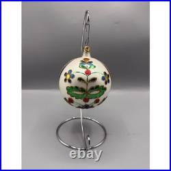 1992 Christopher Radko TIFFANY ALPINE FLOWERS #92-162-0 Glass 4D Ball Ornament
