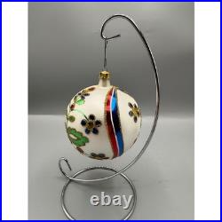 1992 Christopher Radko TIFFANY ALPINE FLOWERS #92-162-0 Glass 4D Ball Ornament