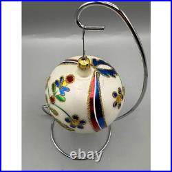 1992 Christopher Radko TIFFANY ALPINE FLOWERS #92-162-0 Glass 4D Ball Ornament