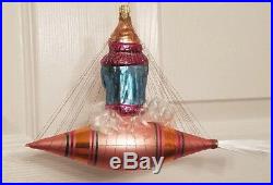 1993 NWT Christopher Radko SANTA IN SPACE Ornament 93-127-1 Rocket with Reflector