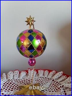 1997 Christopher Radko Carnival Harlequin Ball Drop Glass Ornament #97-349-1
