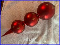 1997 Christopher Radko, Triple Ruby Star Drop 12 Ornament Red Gold 97-082-0