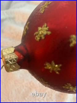 1997 Christopher Radko, Triple Ruby Star Drop 12 Ornament Red Gold 97-082-0