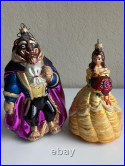 1998 CHRISTOPHER RADKO Large Disney BEAUTY BELLE & THE BEAST ORNAMENTS
