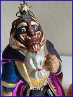 1998 CHRISTOPHER RADKO Large Disney BEAUTY BELLE & THE BEAST ORNAMENTS