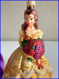 1998 CHRISTOPHER RADKO Large Disney BEAUTY BELLE & THE BEAST ORNAMENTS