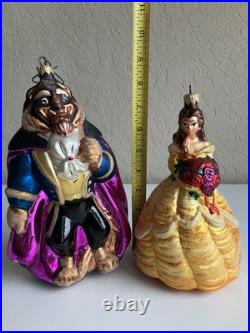 1998 CHRISTOPHER RADKO Large Disney BEAUTY BELLE & THE BEAST ORNAMENTS