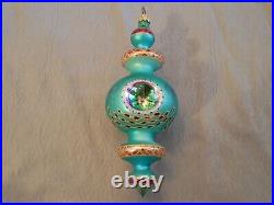 1998 Christopher Radko BLUE 7 Mini Razzmatazz Triple Indent Drop Ornament