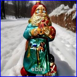 1998 Christopher Radko Glass Christmas Ornament Toy Tinker Santa 98-220-0 WithTag
