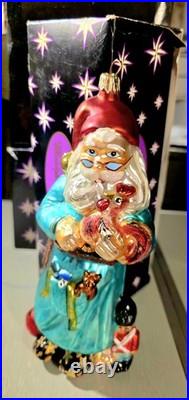 1998 Christopher Radko Glass Christmas Ornament Toy Tinker Santa 98-220-0 WithTag