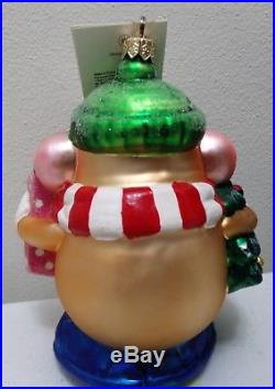 1998 Christopher Radko Mr. Potato HeadLumberjackChristmas Glass Ornament & Box