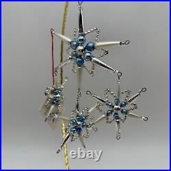 1999 Christopher Radko Star Chime Beaded 7 Ornament Silver and Blue