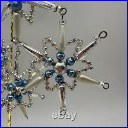 1999 Christopher Radko Star Chime Beaded 7 Ornament Silver and Blue