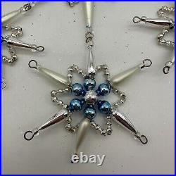 1999 Christopher Radko Star Chime Beaded 7 Ornament Silver and Blue