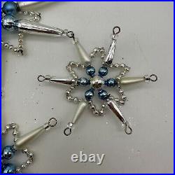 1999 Christopher Radko Star Chime Beaded 7 Ornament Silver and Blue