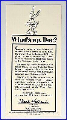 1999 Christopher Radko Vintage Warner Bros. Bugs Bunny What's up, Doc Ornament
