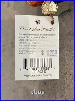 1999 Christopher Radko Vtg 8 Emerald Santa Christmas Ornament 99-302-0 NearMint
