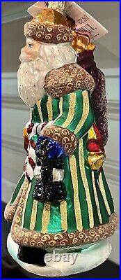 1999 Christopher Radko Vtg 8 Emerald Santa Christmas Ornament 99-302-0 NearMint