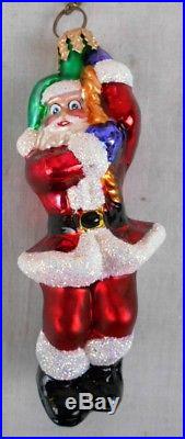 2001 Christopher Radko Hang On'Til Christmas Santa Hot Air Balloon Ornament MIB