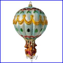 2001 Christopher Radko Hang on til Christmas Santa Claus Balloon Ornament Large