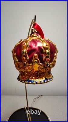 2001 VTG Christopher Radko FIT FOR A QUEEN Red Crown Blown Glass Ornament 4