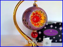 2002 Christopher Radko Ice Ball Beauty Purple & Red 5 Glass Christmas Ornament