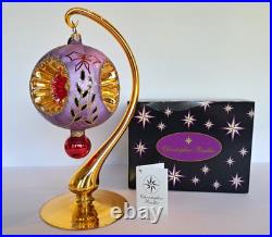 2002 Christopher Radko Ice Ball Beauty Purple & Red 5 Glass Christmas Ornament