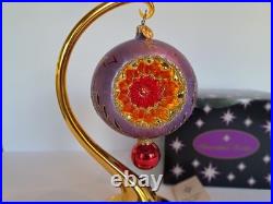 2002 Christopher Radko Ice Ball Beauty Purple & Red 5 Glass Christmas Ornament