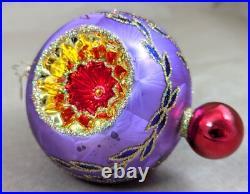 2002 Christopher Radko Ice Ball Beauty Purple & Red 5 Glass Christmas Ornament