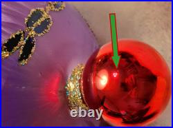 2002 Christopher Radko Ice Ball Beauty Purple & Red 5 Glass Christmas Ornament