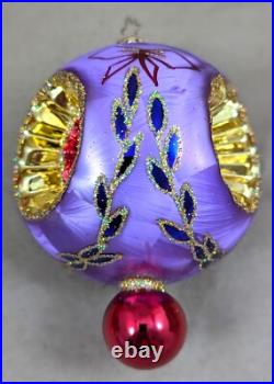 2002 Christopher Radko Ice Ball Beauty Purple & Red 5 Glass Christmas Ornament