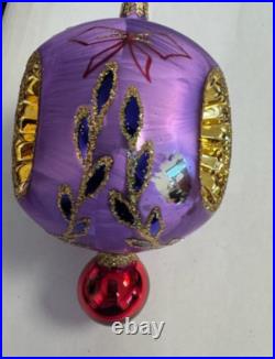 2002 Christopher Radko Ice Ball Beauty Purple & Red 5 Glass Christmas Ornament
