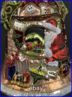 2007 Christopher Radko Bells Of Cedar Hill Late Night Delivery Santa Ornament