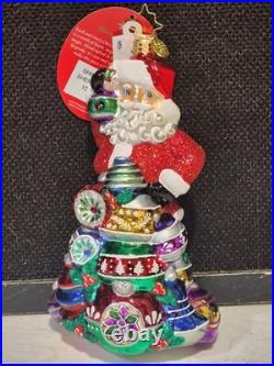 2018 NWT Radko SHENANIGAN 1019779 Santa Ornament Indent Reflector Ball 6.5