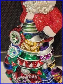 2018 NWT Radko SHENANIGAN 1019779 Santa Ornament Indent Reflector Ball 6.5
