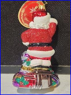 2018 NWT Radko SHENANIGAN 1019779 Santa Ornament Indent Reflector Ball 6.5