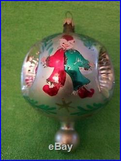 2 Vintage Christopher Radko 1991 & 1950 Triple Elf Reflector Christmas Ornaments