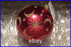 2nd YEAR CHRISTOPHER RADKO! CELESTIAL(RED) BALL CHRISTMAS ORNAMENT, 1987, RARE