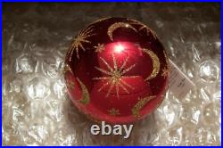 2nd YEAR CHRISTOPHER RADKO! CELESTIAL(RED) BALL CHRISTMAS ORNAMENT, 1987, RARE
