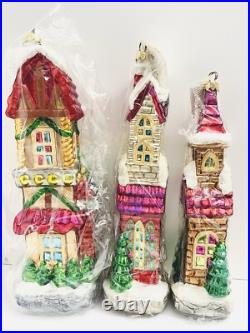 3 NIB Vintage 1998 Christopher Radko Sugar Hill II Home Holiday Series LTD ED