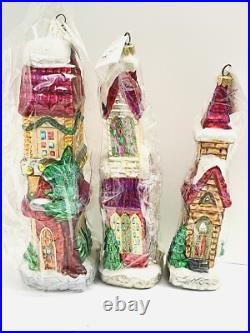 3 NIB Vintage 1998 Christopher Radko Sugar Hill II Home Holiday Series LTD ED