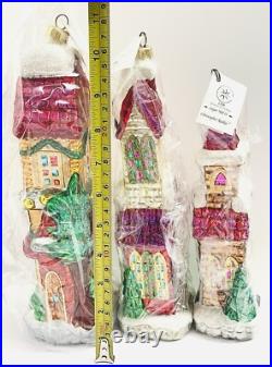 3 NIB Vintage 1998 Christopher Radko Sugar Hill II Home Holiday Series LTD ED