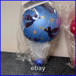 3 Radko Angelic Assent Hot Air Balloon Red Blue White 8 Ornament 99-012-0 RARE