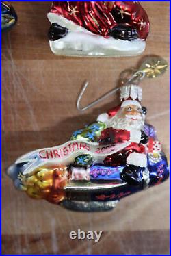 4 Christopher Radko Jolly Ringer Millennium Mini Santa Christmas Ornament Lot
