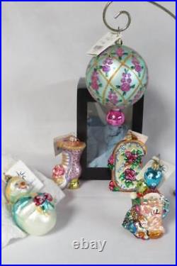 5 Christopher Radko Mercury Glass Christmas Ornaments with tags