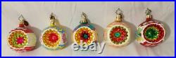 5 Christopher Radko Ornaments Fantasia Stardust Memories Reflector Blown Glass