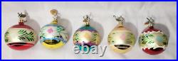 5 Christopher Radko Ornaments Fantasia Stardust Memories Reflector Blown Glass