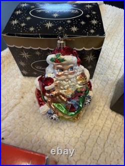 5 RETIRED Christopher Radko Santa Ornaments High Steppin Hijinks Millenium Cheer